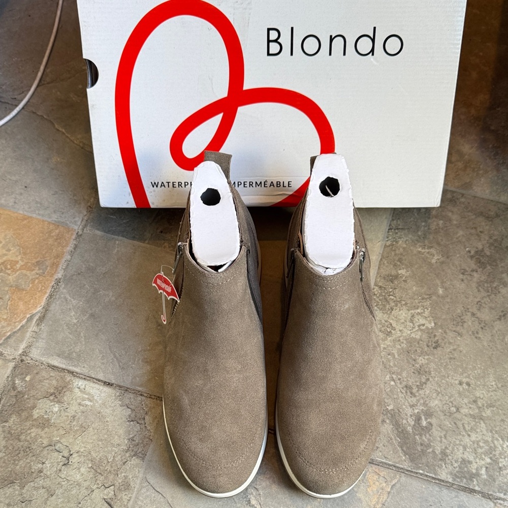 Blondo Taupe Suede Ankle Booties